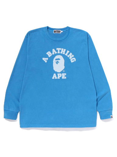 Majica kratkih rukava BAPE Overdye College Relaxed Fit L/S Tee Plava | 1J30-111-018