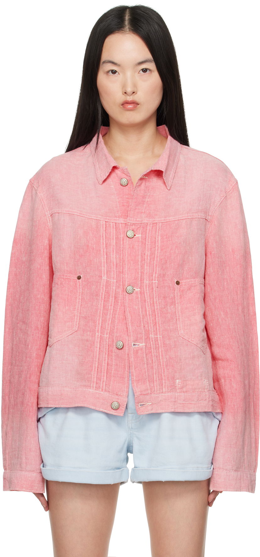 Jakna R13 R13 Relaxed Pleated Trucker Jacket Ružičasta | R13WD165-D313A