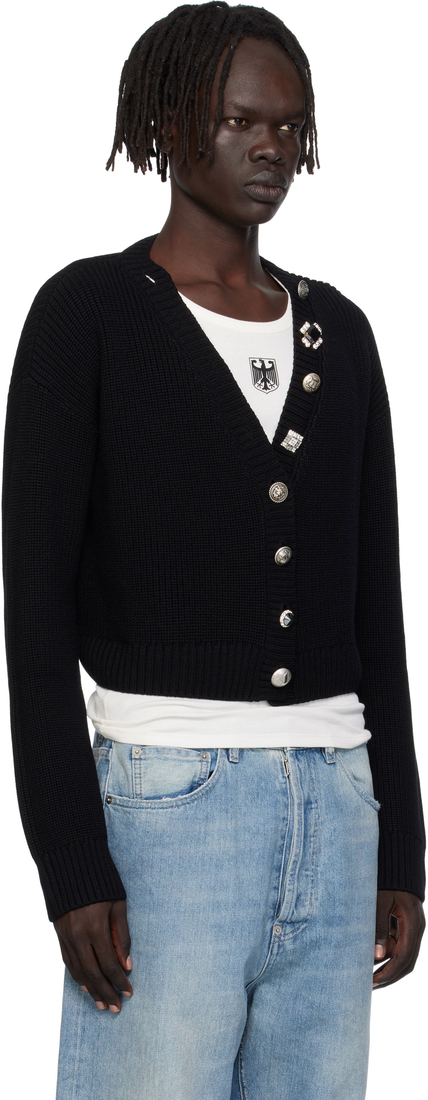 Džemper VETEMENTS VETEMENTS Fancy Button Cropped Cardigan Crna | WH76KN220B, 1