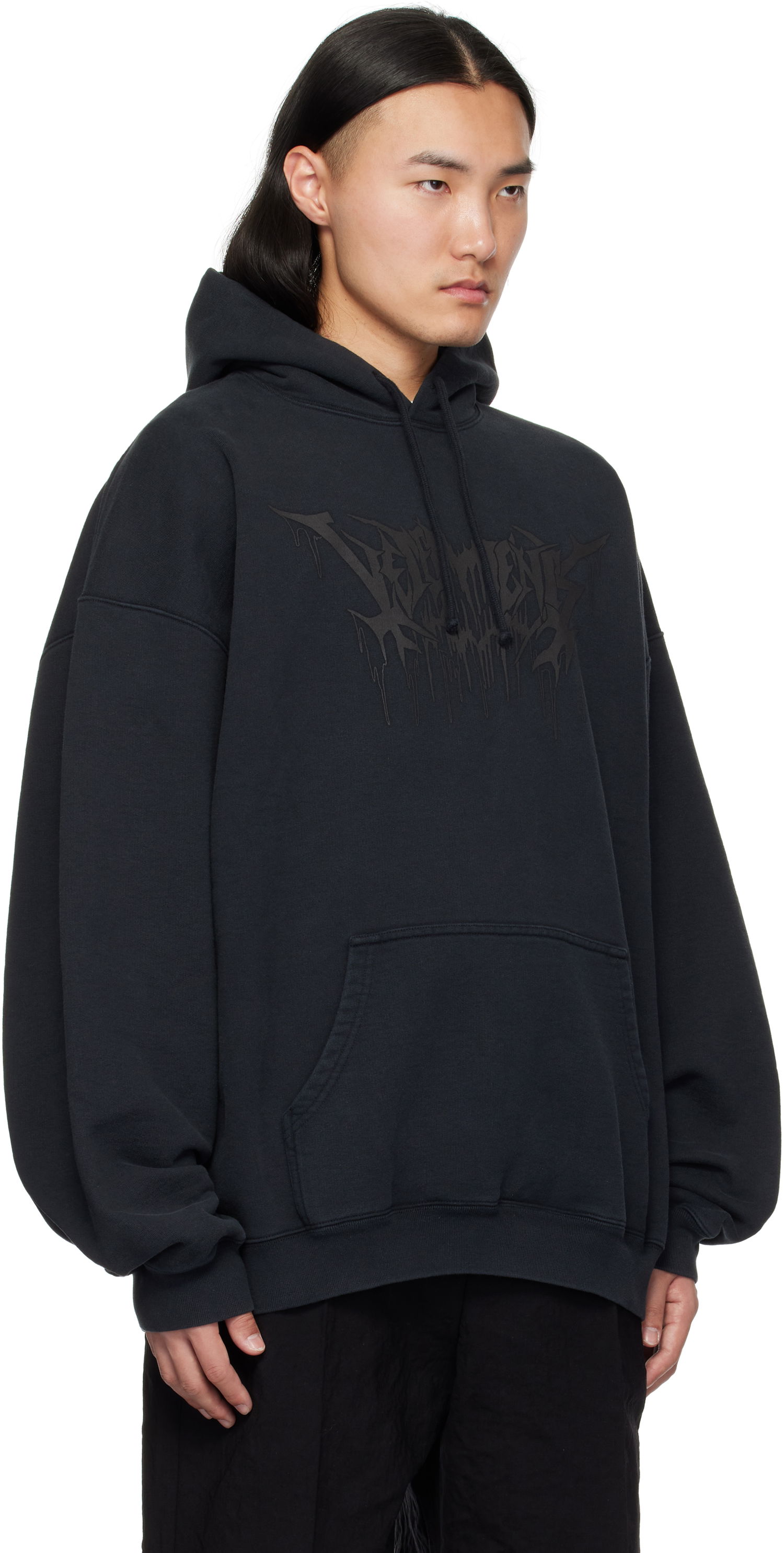 Dukserice VETEMENTS Vetements Drip Metal Oversized Hoodie Crna | UA66HD730B, 1
