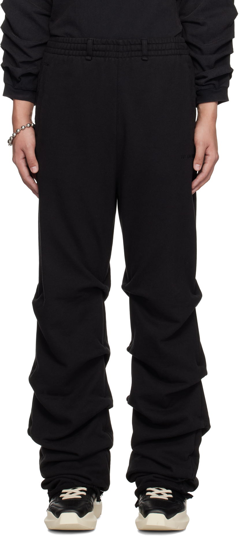 Trenirka We11done We11done Wrinkled Straight Jogger Sweatpants Crna | WD-TA0-25-724-U-BK