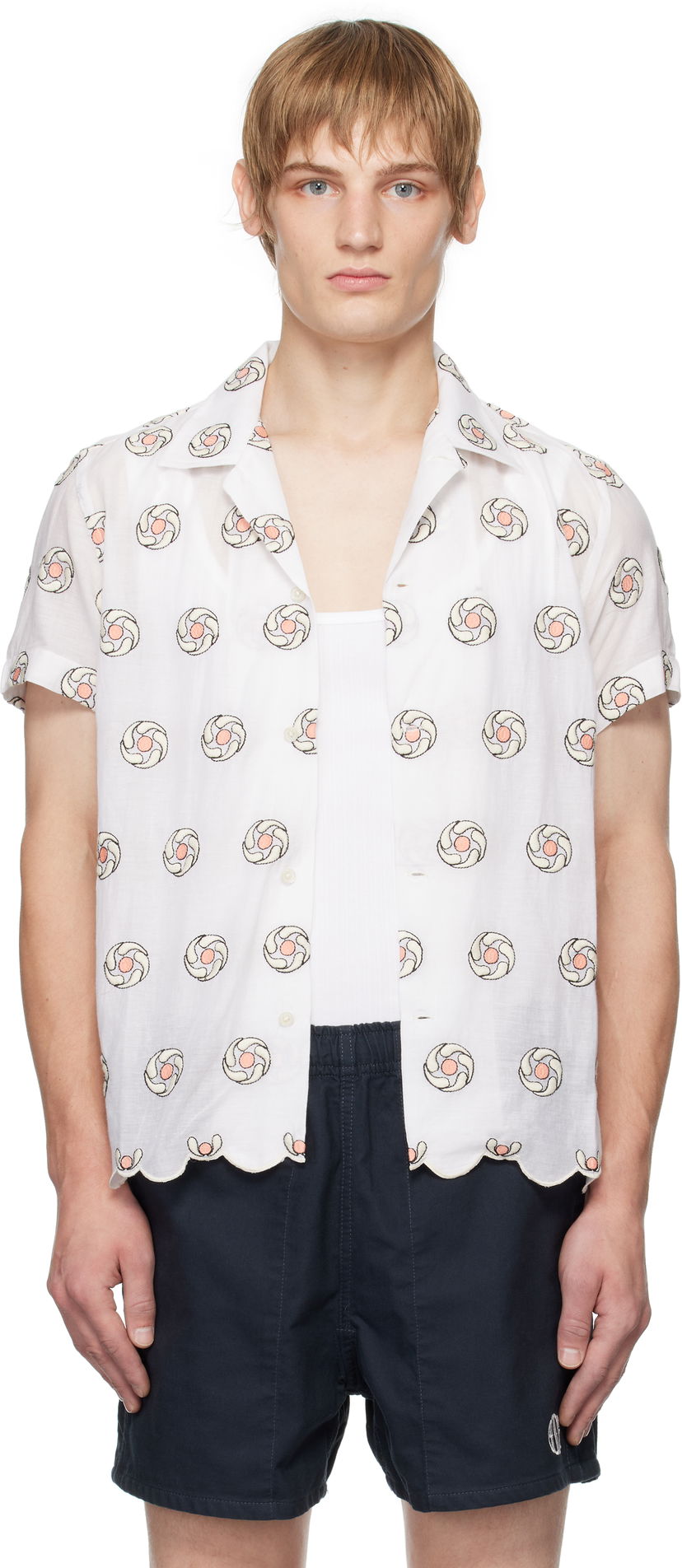 Košulja Bode Floral Aperture Short Sleeve Bijela | MRF24SH049