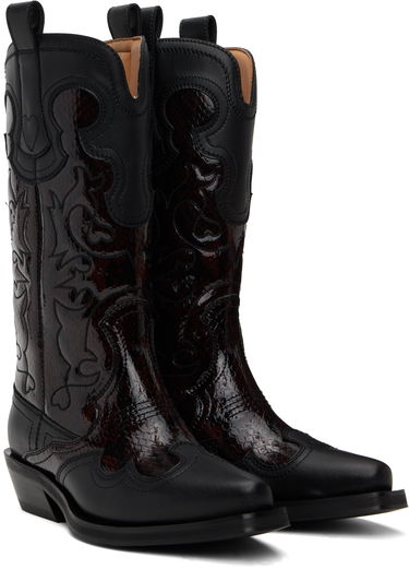 Odjeća GANNI GANNI Mid Shaft Embroidered Western Boots Crna | S2857, 3