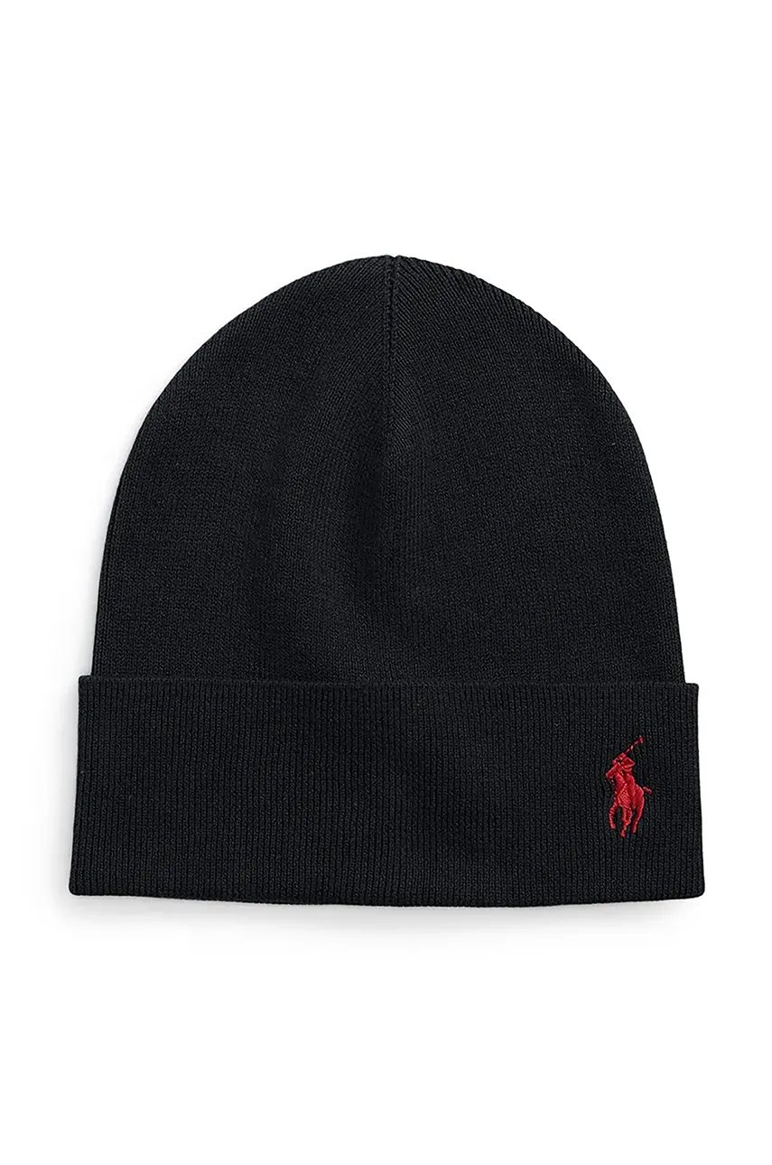 Kapica Polo by Ralph Lauren Black Embroidered Logo Beanie Crna | 449959339, 0