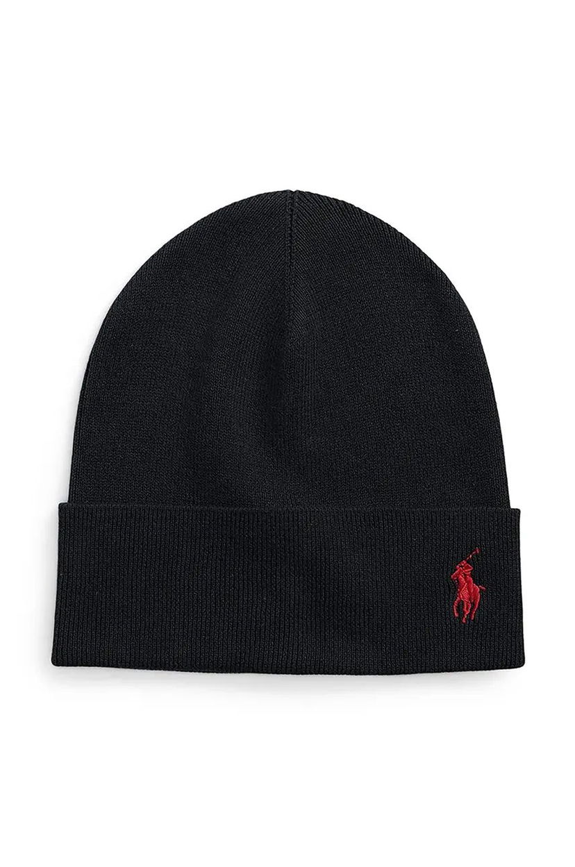 Kapica Polo by Ralph Lauren Black Embroidered Logo Beanie Crna | 449959339