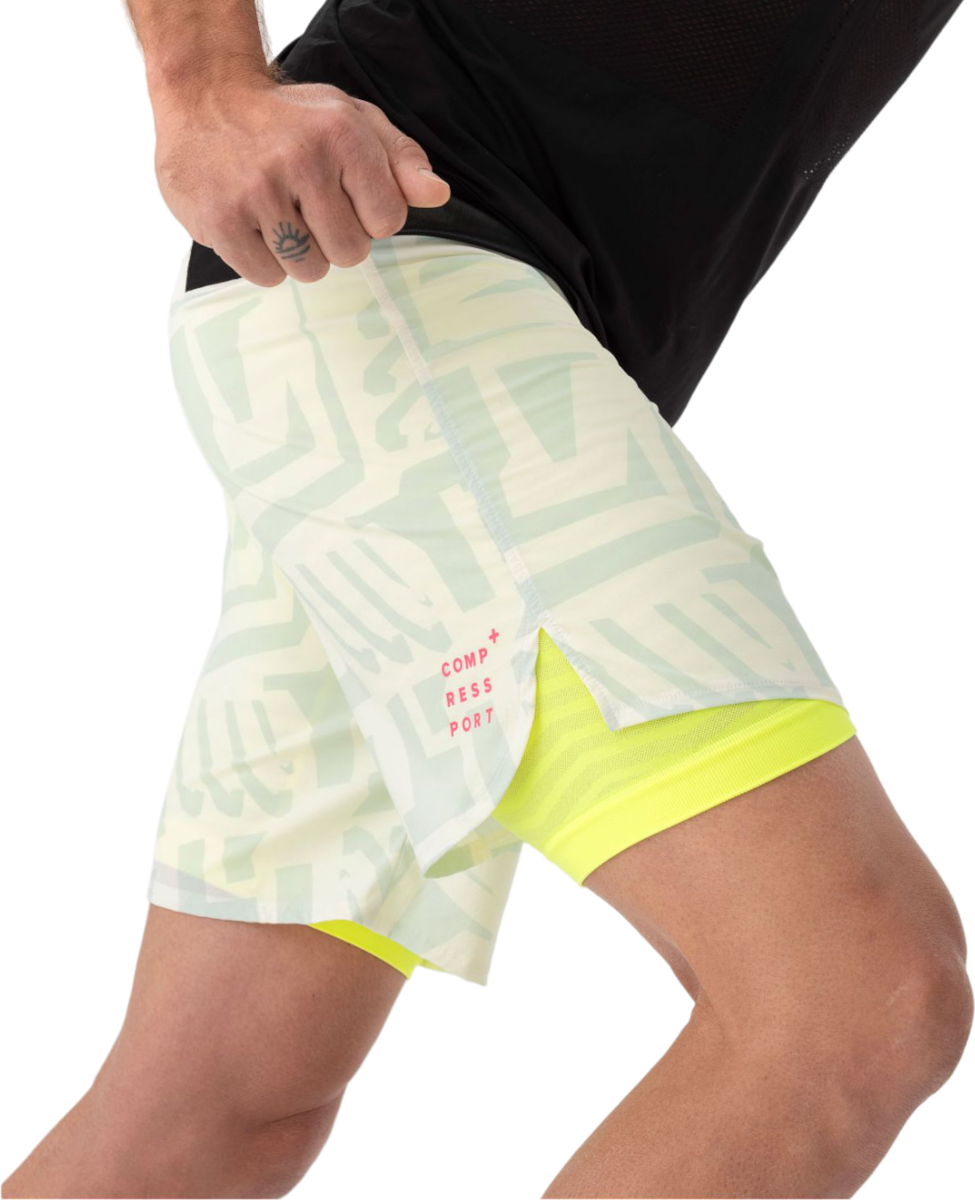 Kratke hlače Compressport Trail Running Shorts 2-In-1 Bijela | ashm3710023, 1