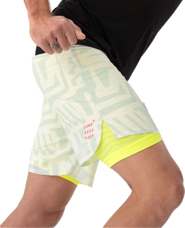 Kratke hlače Compressport Trail Running Shorts 2-In-1 Bijela | ashm3710023, 1