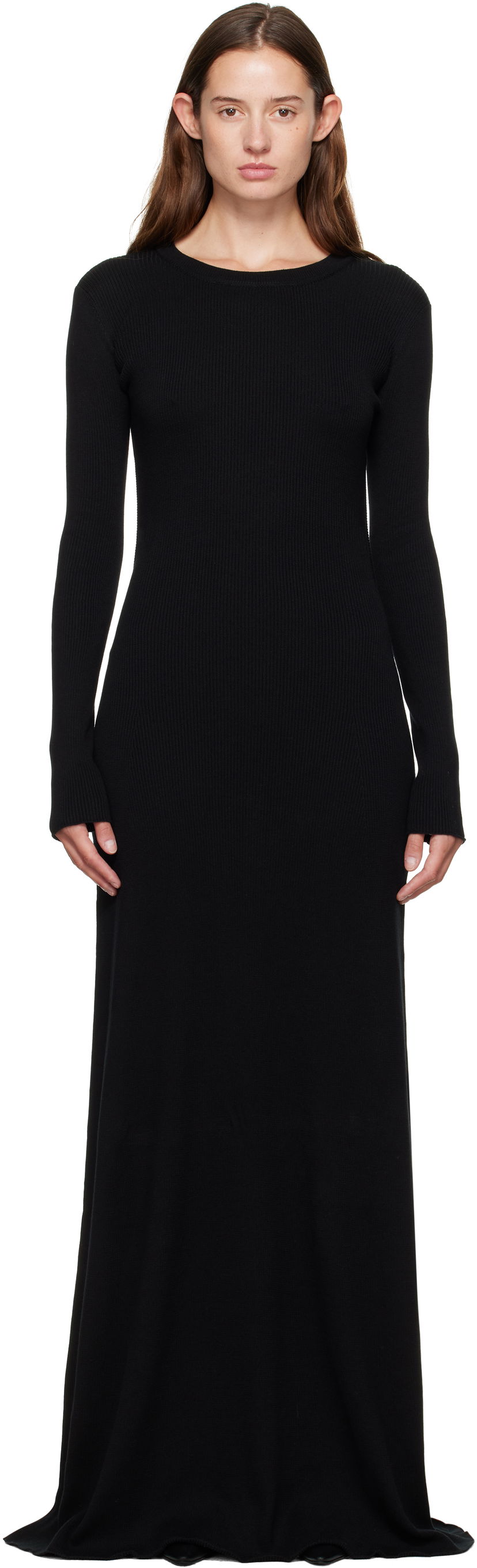 Haljina Ann Demeulemeester Ann Demeulemeester Eva Open Back Knitted Maxi Dress Crna | 2520-W-KN12-FA049-099