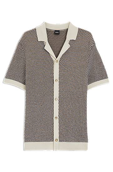 Džemper BOSS Regular-Fit Knitted Cotton Cardigan Bež | 50543163