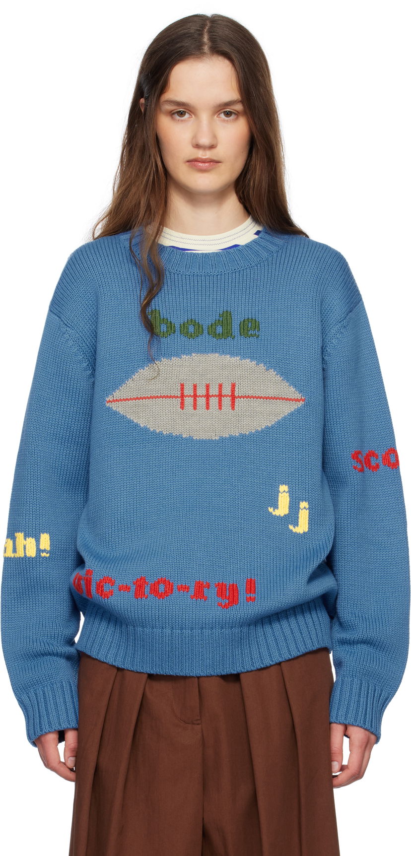 Džemper Bode Bode Spirit Intarsia Knit Sweater Plava | MRS25KT011