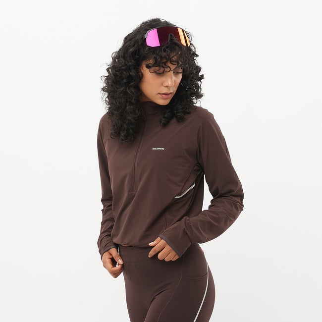 Dukserice Salomon Sense Aero Hybrid Cropped Top Smeđa | LC2434600