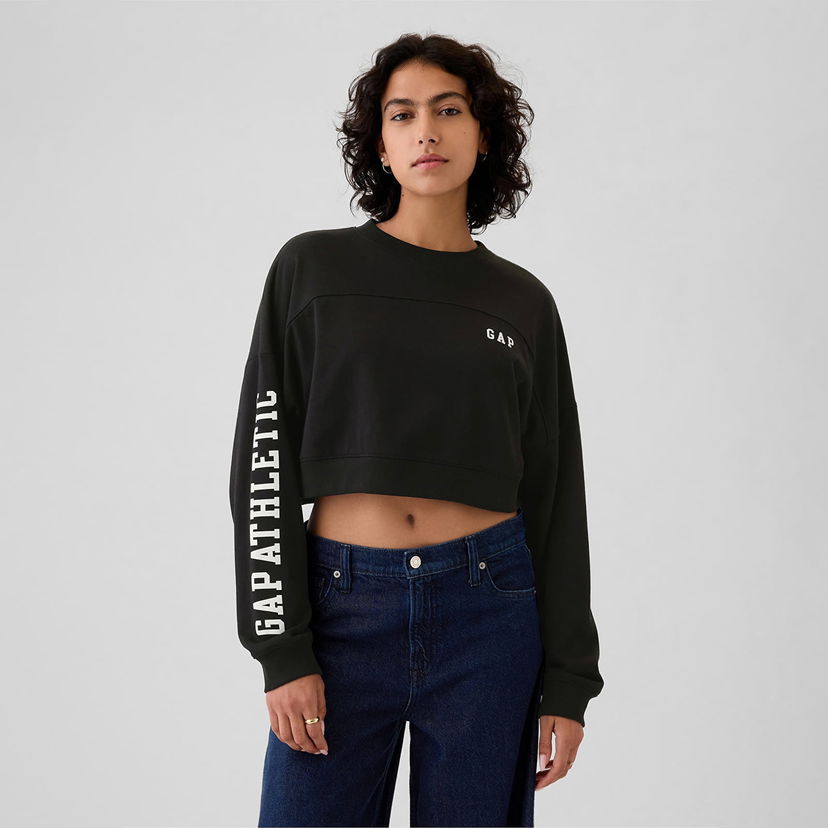 Odjeća GAP Sweatshirt Crop Sweatshirt True Black L Zelena | 498952-02