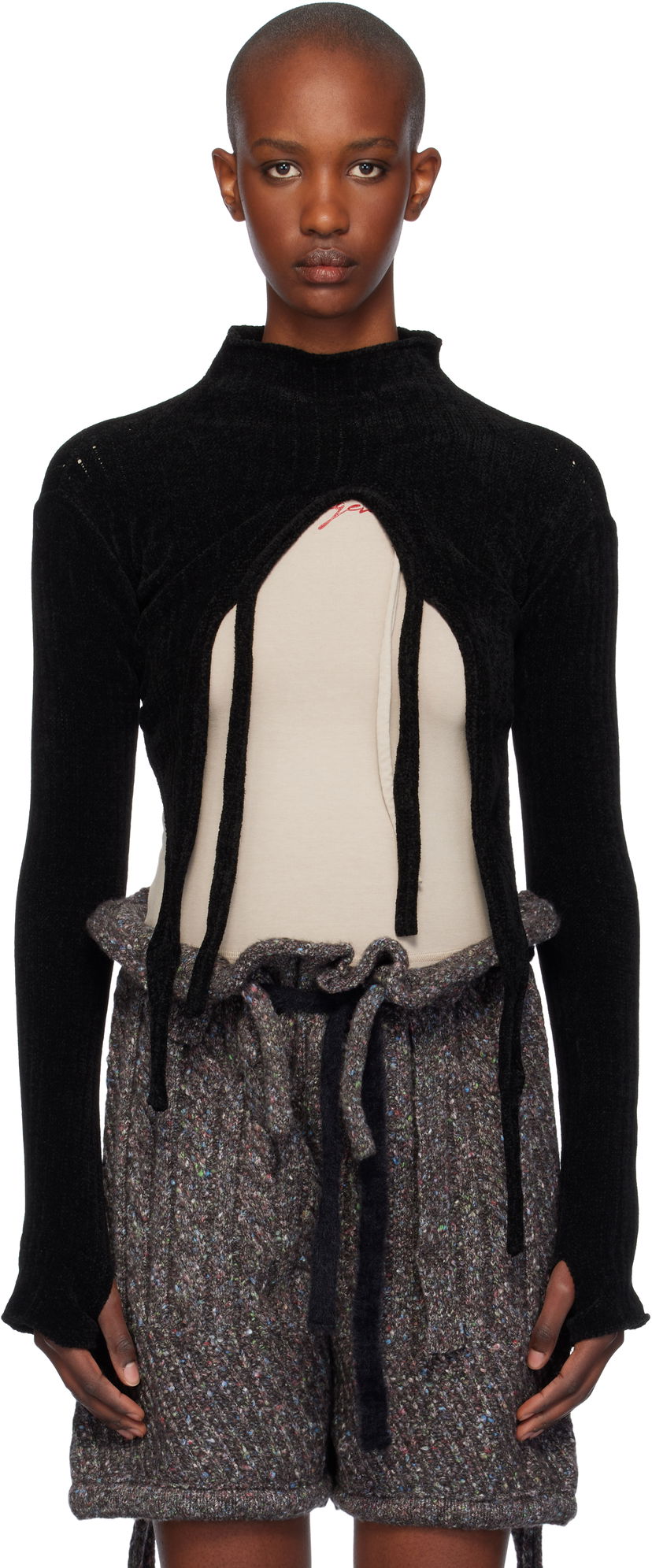 Džemper Ottolinger Ottolinger Knit Strap Long Sleeve Sweater Crna | 707302