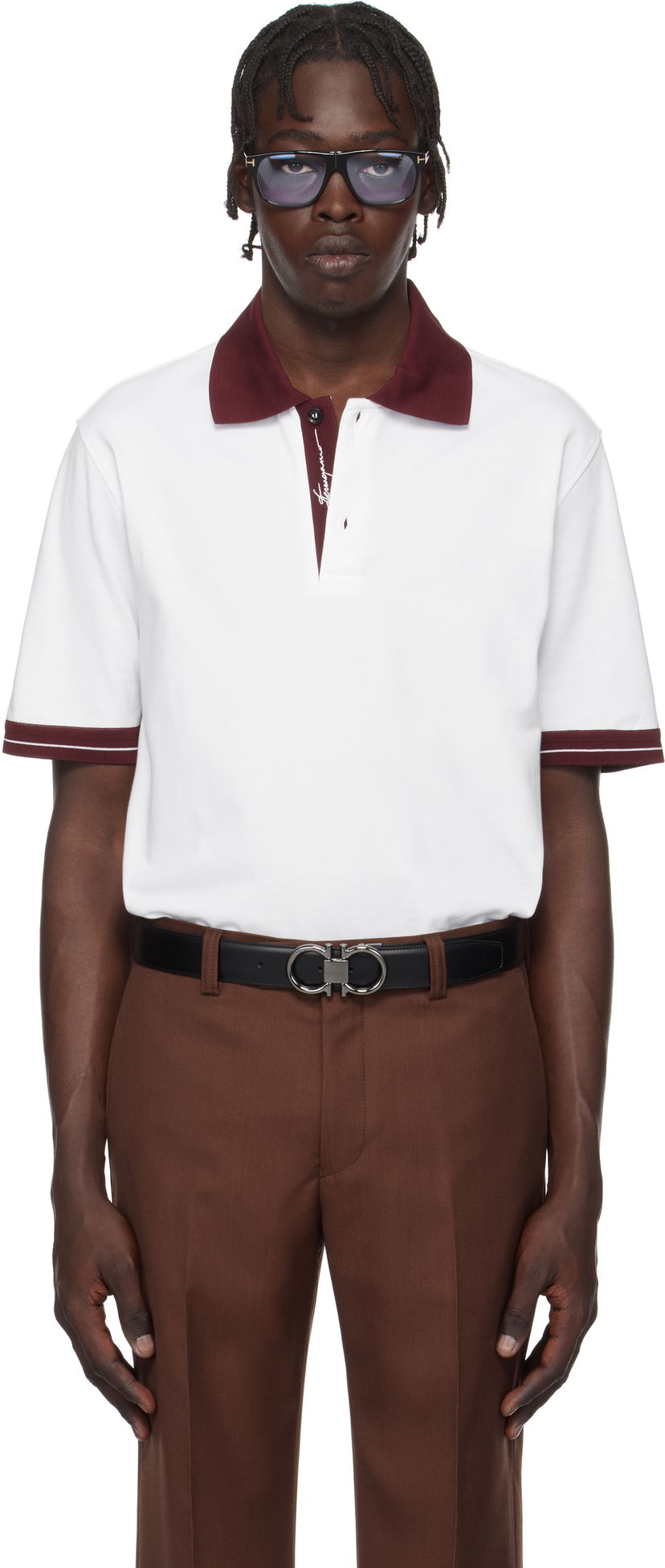 Polo majica FERRAGAMO Salvatore Ferragamo Colorblock Polo Bijela | 781017