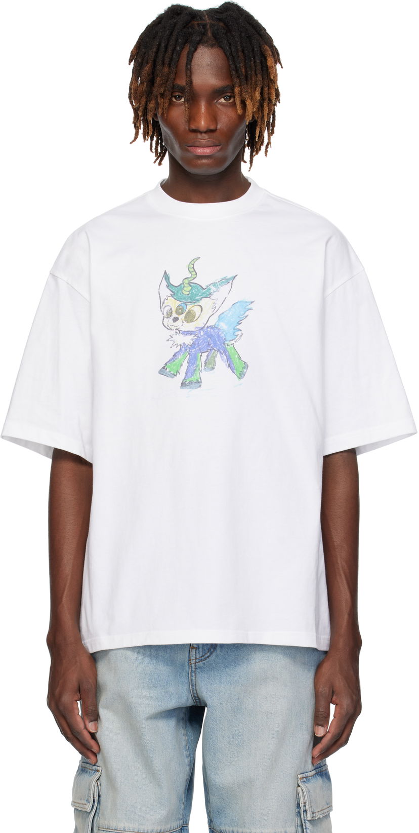 Majica kratkih rukava We11done We11done Monster Drawing T-Shirt Bijela | WD-TT0-25-744-U-WH