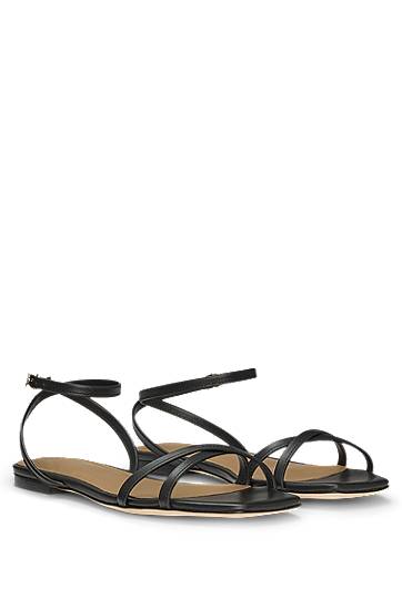 Dodaci BOSS Double B Leather Crisscross Sandals Crna | 50542217