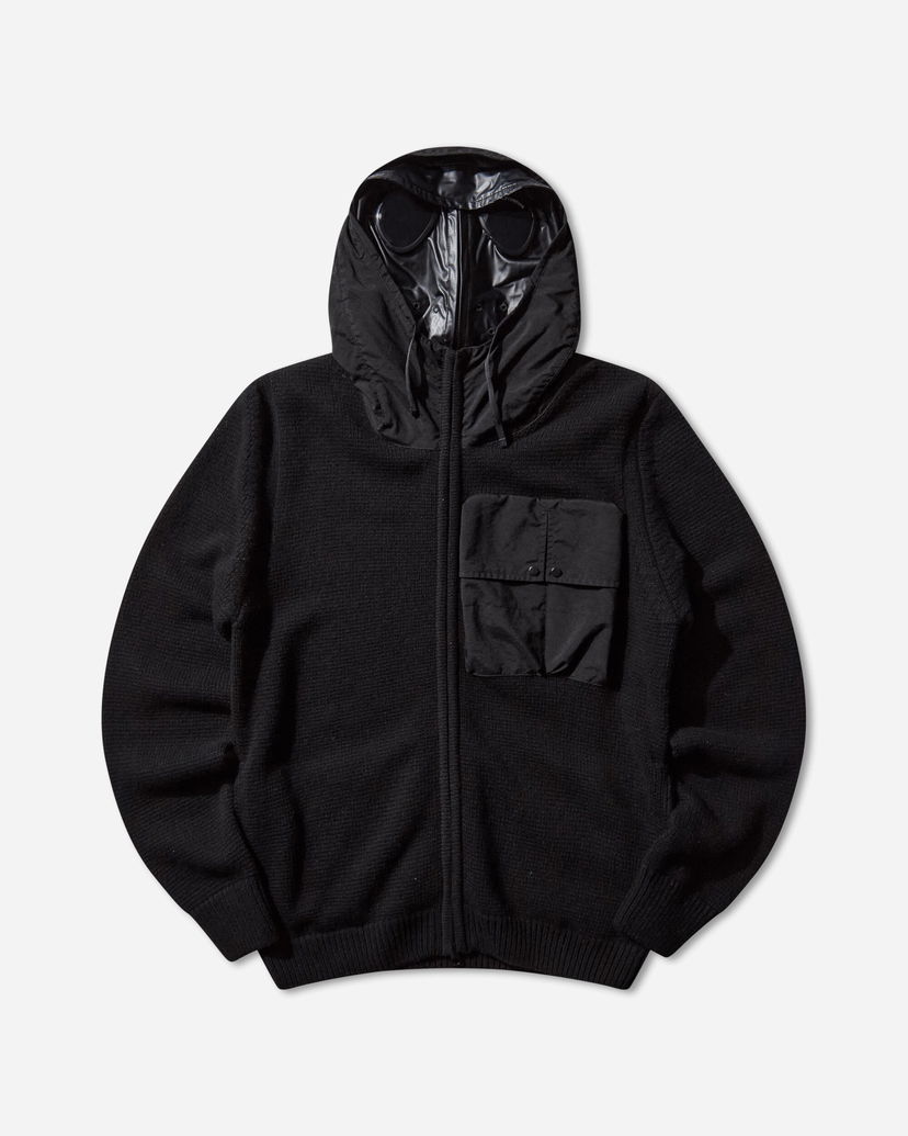 Džemper C.P. Company Lambswool Mixed Full Zip Goggle Hood Cardigan Crna | 19CMKN245A-110149M 999