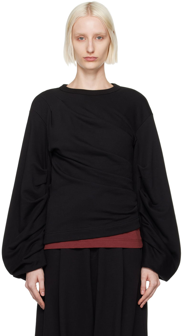 Dukserice Dries Van Noten Pleated Sweatshirt Crna | 242-011160-9610