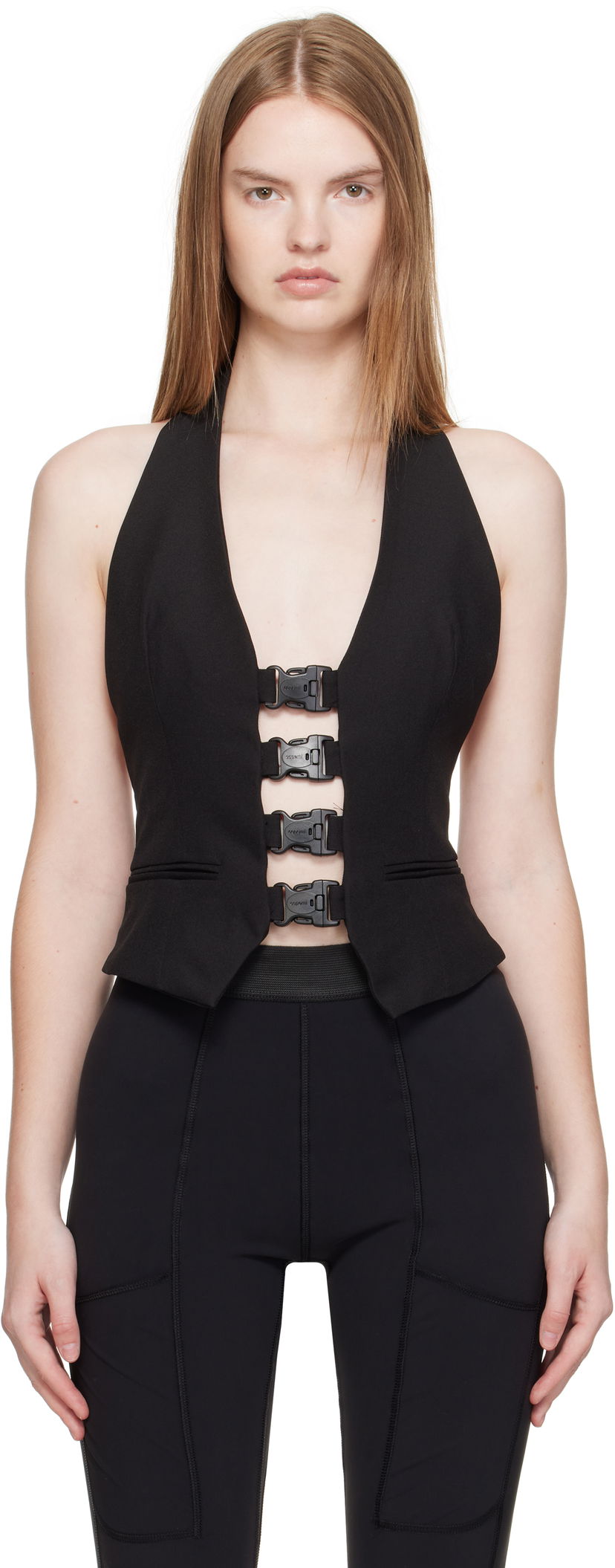 Majica bez rukava Coperni Coperni Multi Buckle Halter Top Crna | COPT35F3004