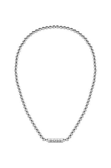 Ogrlica BOSS BOSS Beaded Necklace with Octagonal Closure Metalik | 1580656
