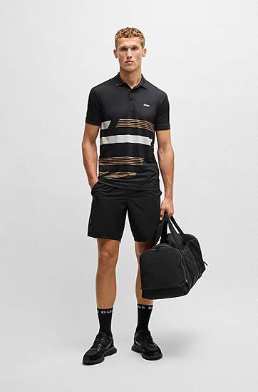 Polo majica BOSS BOSS Paddy Stretch Jersey Polo Shirt with Stripe Print Crna | 50536785, 1