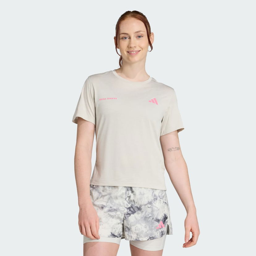 Majica kratkih rukava adidas Performance Own The Run Melange Running T-Shirt Bež | JN9606