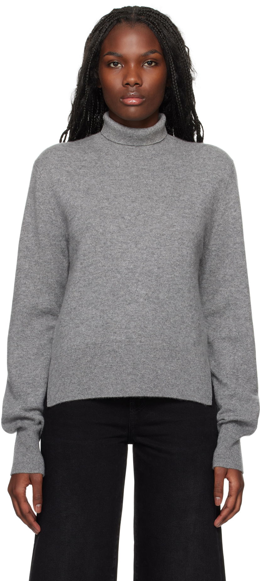 Džemper TOTEME TOTEME Cropped Turtleneck Sweater Siva | 244-WRT0405-YA0016