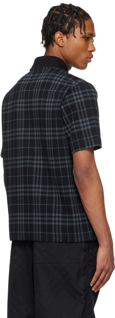 Polo majica Burberry Burberry Stretch Cotton Blend Check Polo Crna | 8101895, 2