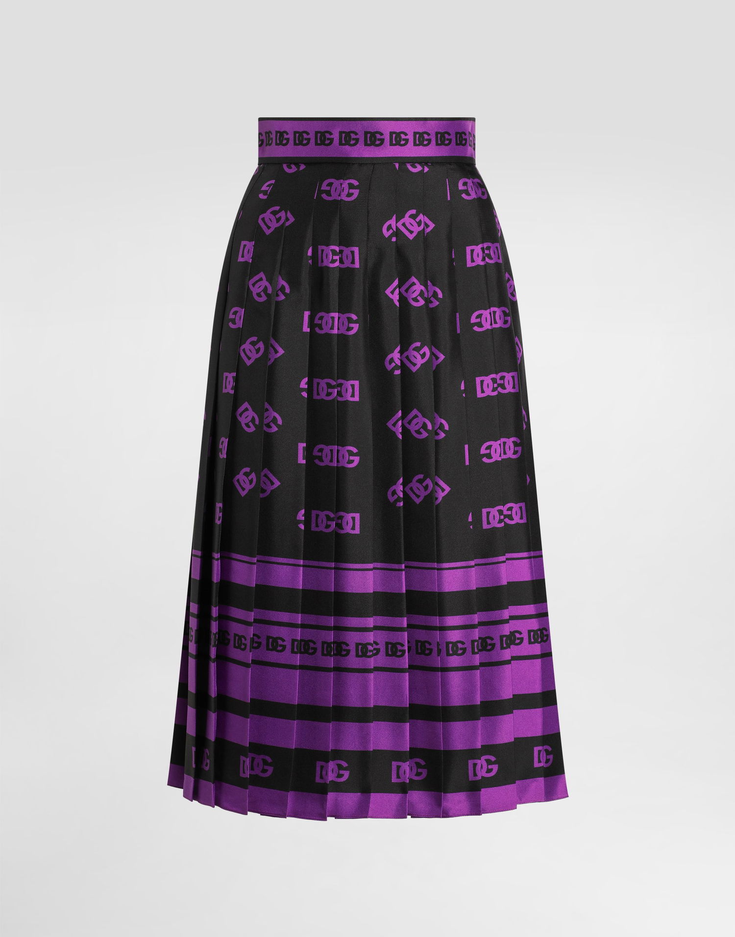 Suknja Dolce & Gabbana Dolce & Gabbana DG Logo Print Long Pleated Skirt Crna | F4C2GTHI1Z7HN9BP, 0