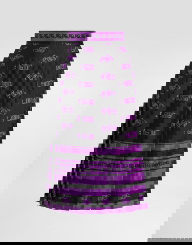 Suknja Dolce & Gabbana Dolce & Gabbana DG Logo Print Long Pleated Skirt Crna | F4C2GTHI1Z7HN9BP, 0