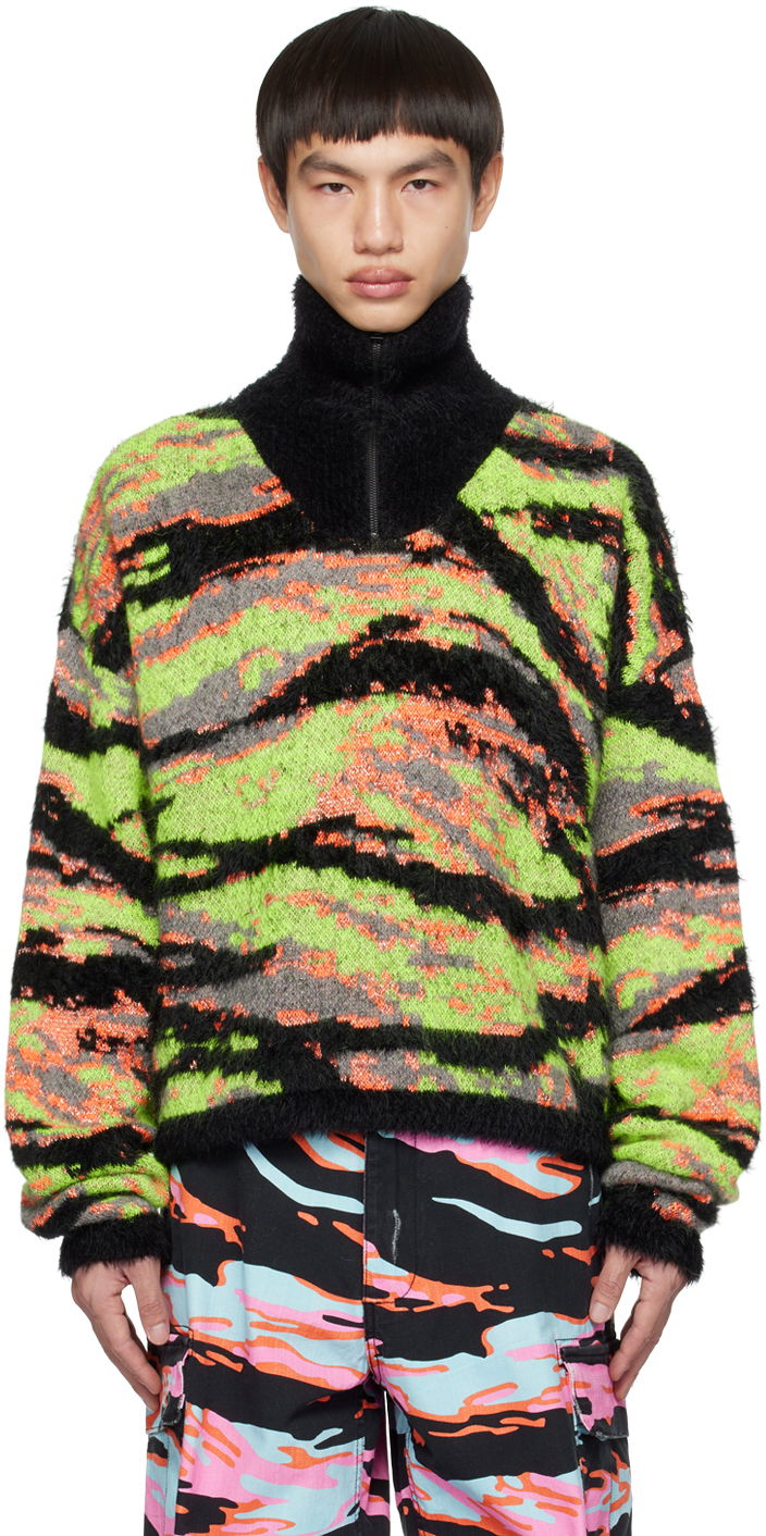 Džemper ERL ERL Camo-Print Mockneck Sweater Crna | ERL06N007