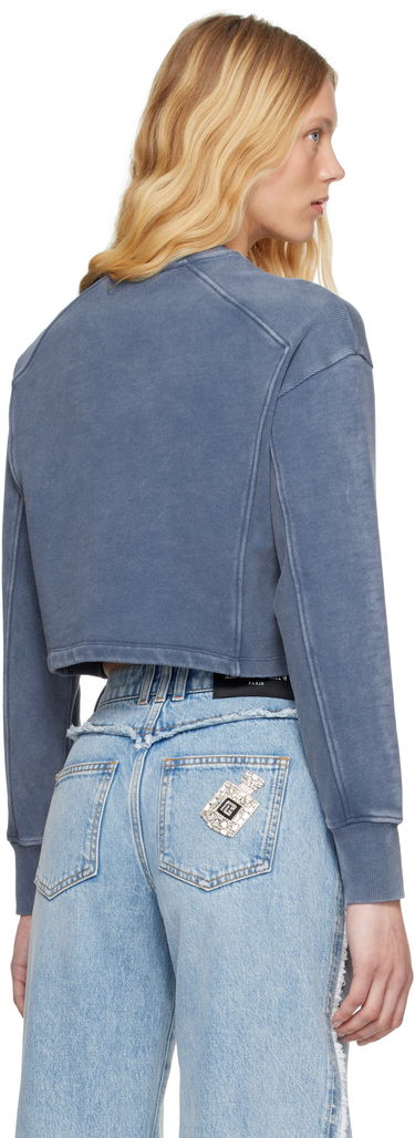 Džemper Balmain Balmain 'Couture' Cropped Embroidered Sweatshirt Plava | EF1JO076BC96, 2