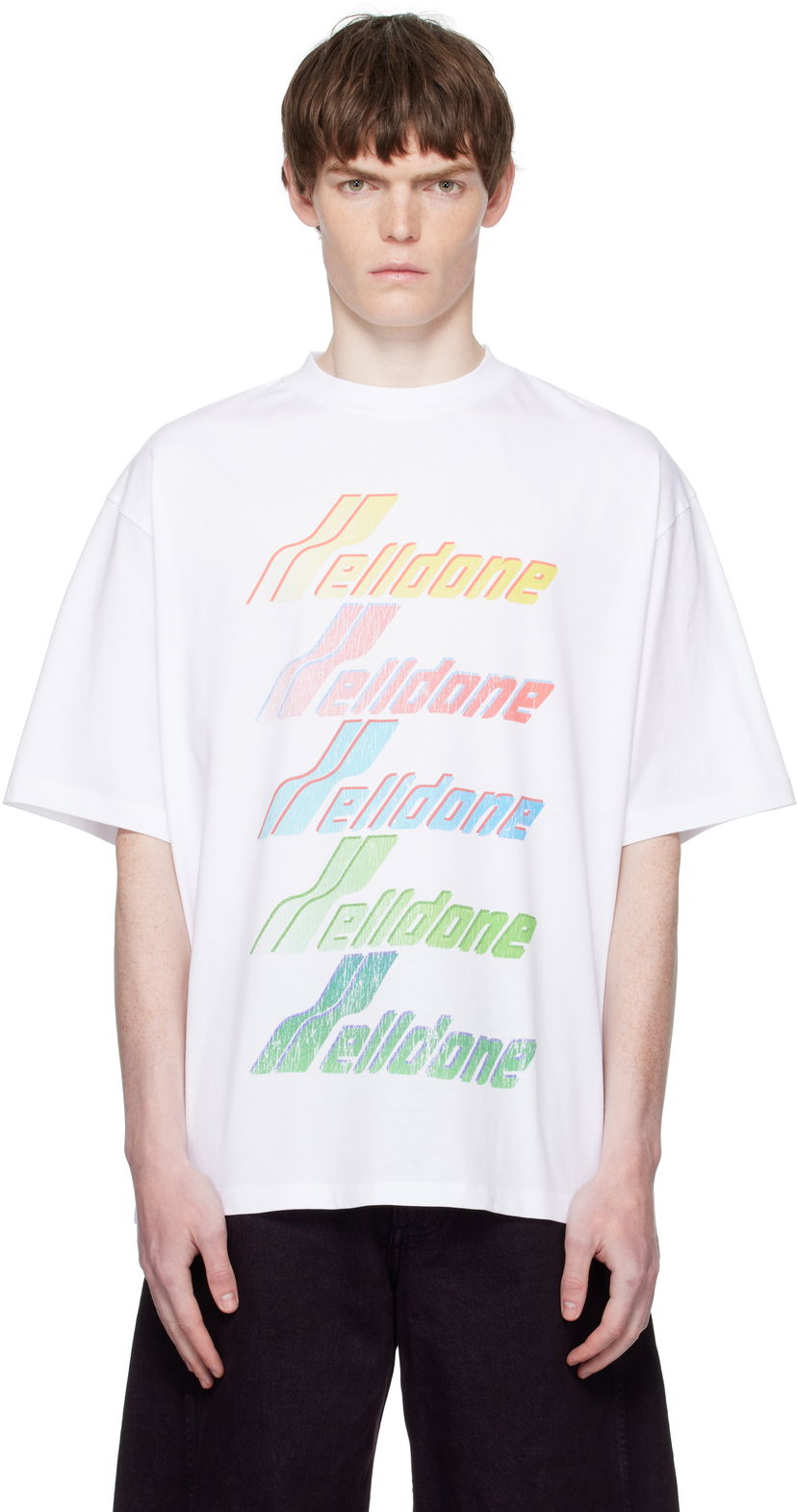 Majica kratkih rukava We11done Multi Rainbow Logo T-Shirt Bijela | WD-TT2-25-755-U-WH