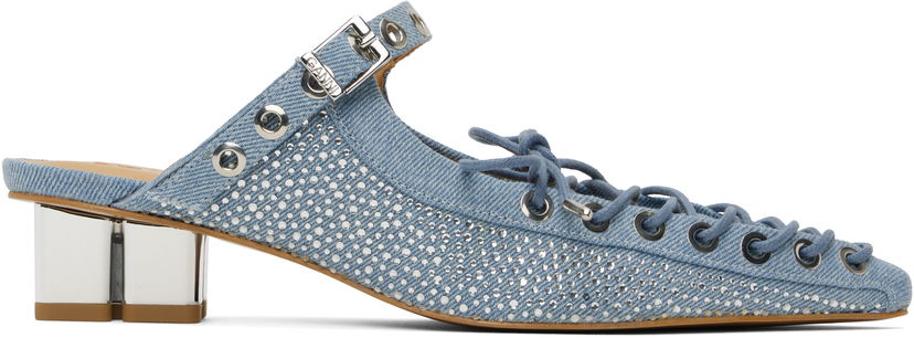 Tenisice i cipele GANNI GANNI Denim Lace-Up Mules Plava | S2926