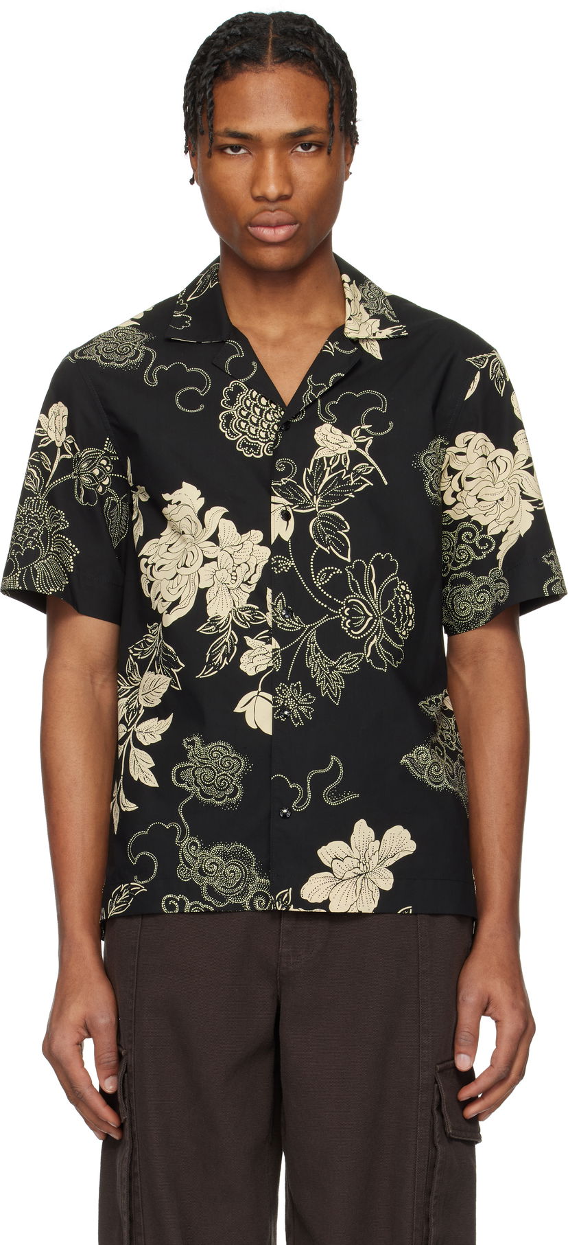 Košulja Moncler Moncler Floral Print Cotton Shirt Crna | K10912F00018598I5