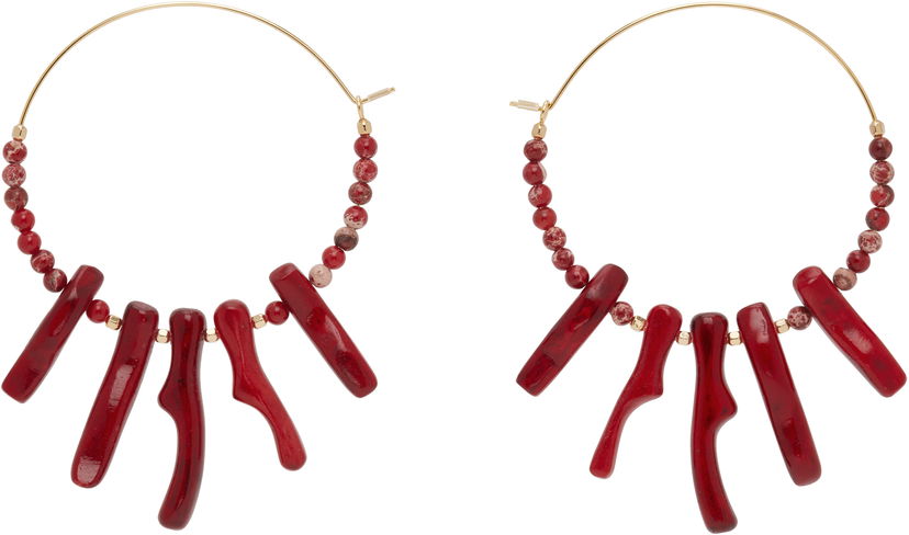 Naušnice ISABEL MARANT Isabel Marant Jolana Beaded Hoop Earrings Crvena | BL0212FA-C1B22B