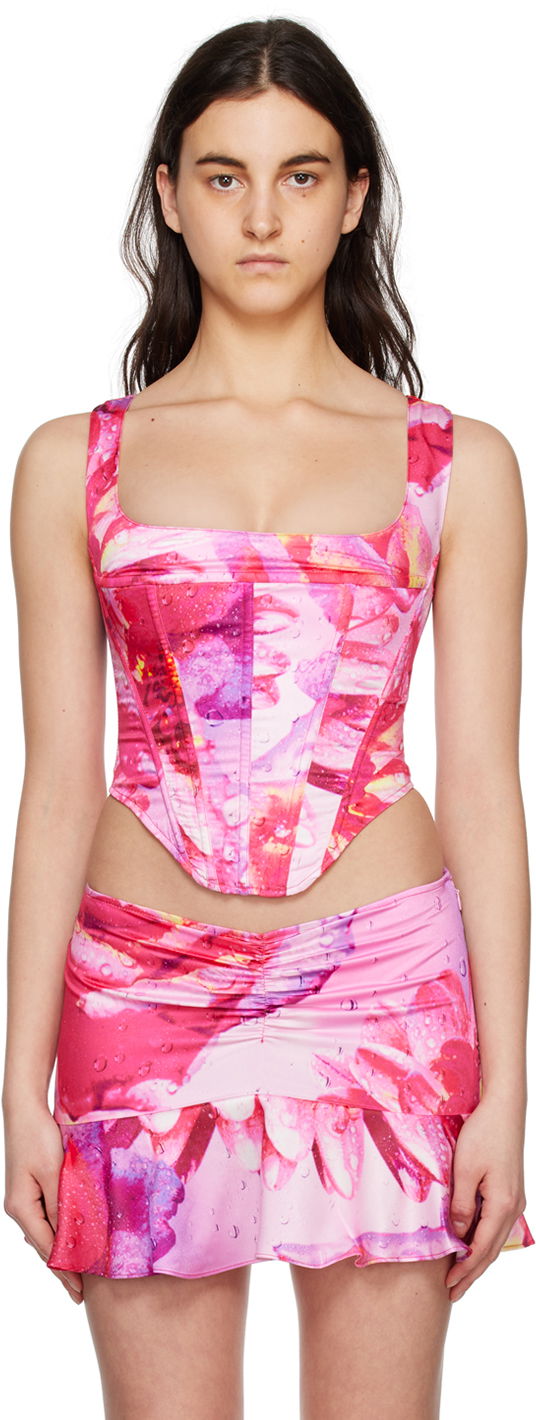 Suknja Miaou Miaou Campbell Floral Print Corset Top Ružičasta | 7020SS4DYR