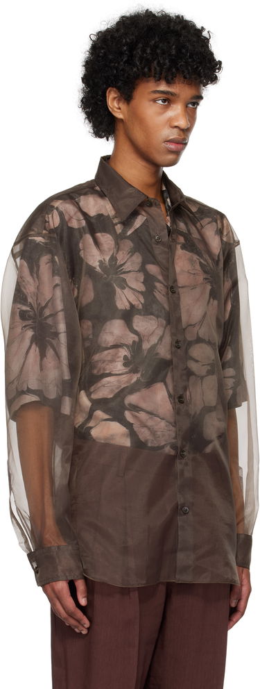Košulja Dries Van Noten Dries Van Noten Organza Floral-Print Shirt Tirkiz | 251-020732-1501, 4