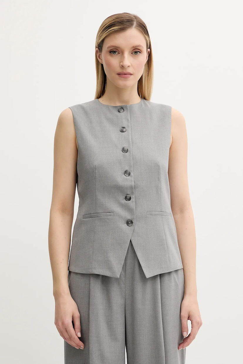 Prsluk Samsoe Samsoe SARUMA Single-breasted Sleeveless Vest Siva | F25200048