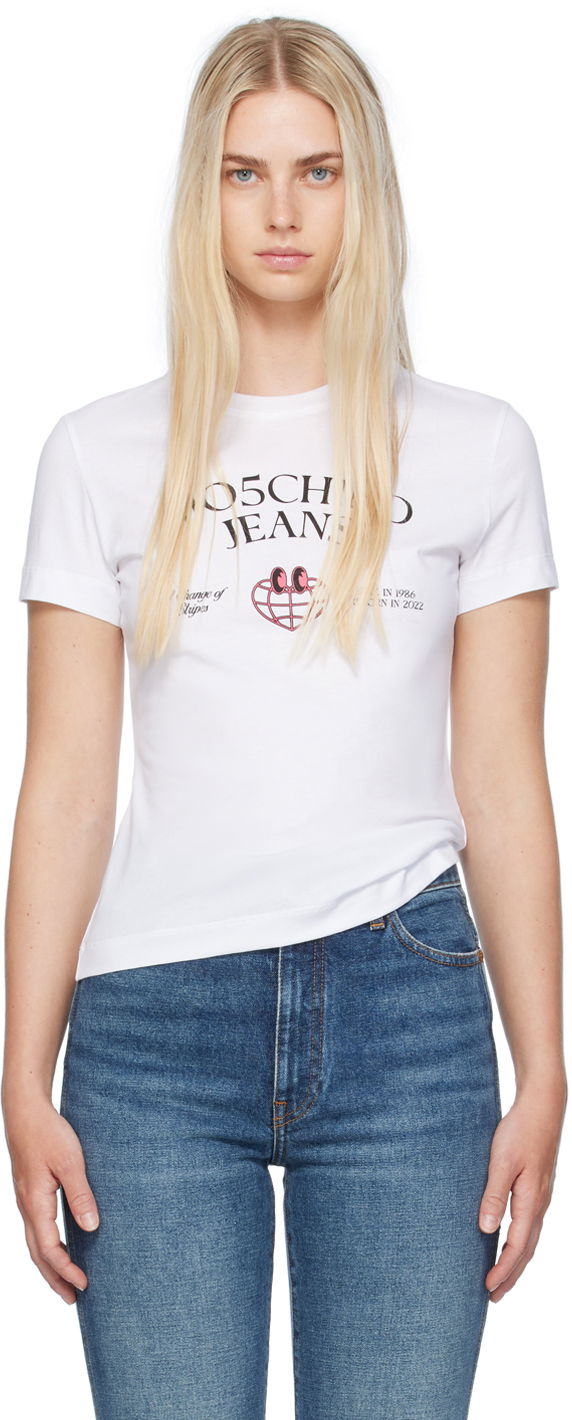 Majica kratkih rukava Moschino Printed Globe Logo T-Shirt Bijela | 242K10703