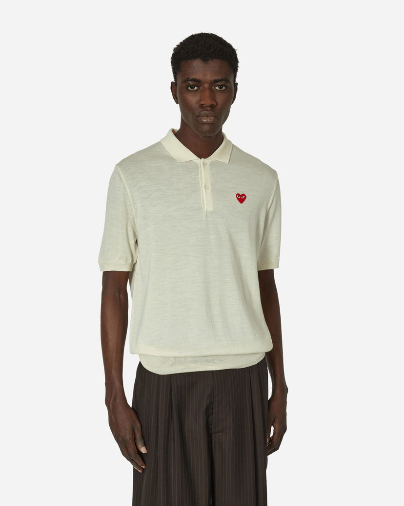 Polo majica Comme des Garçons Red Heart Polo Sweater Off White Bijela | P1N094 6