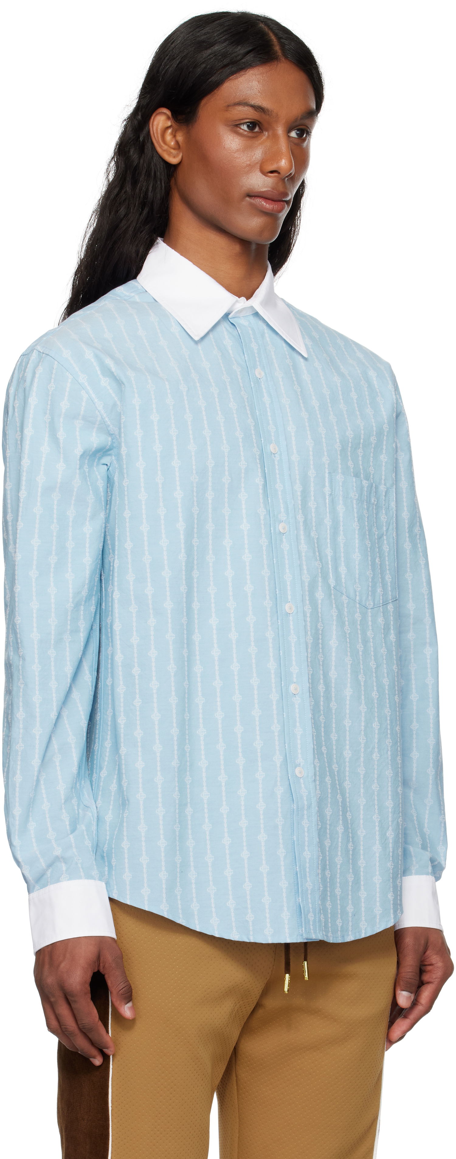 Košulja Casablanca Casablanca Laurel Stripe Jacquard Shirt Plava | MS25-SH-175-01, 1