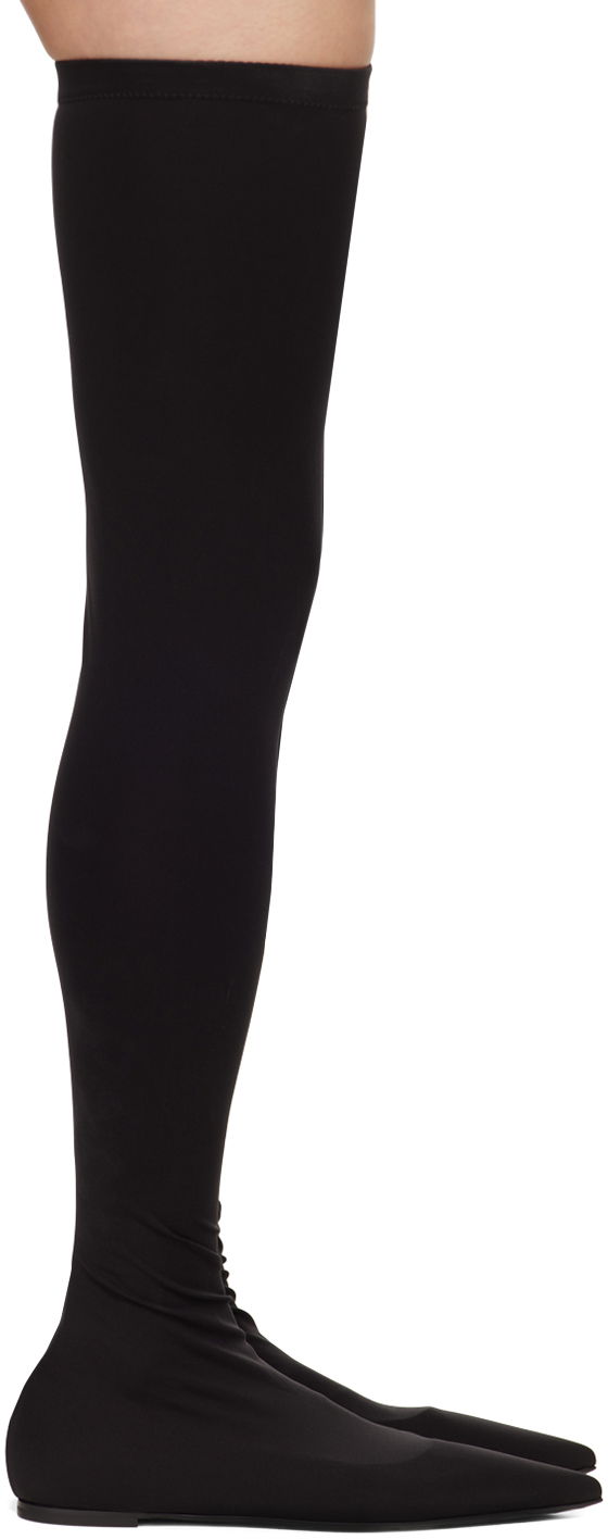 Tenisice i cipele Dolce & Gabbana Stretch Jersey Thigh-High Flats Crna | CU1115 AV590