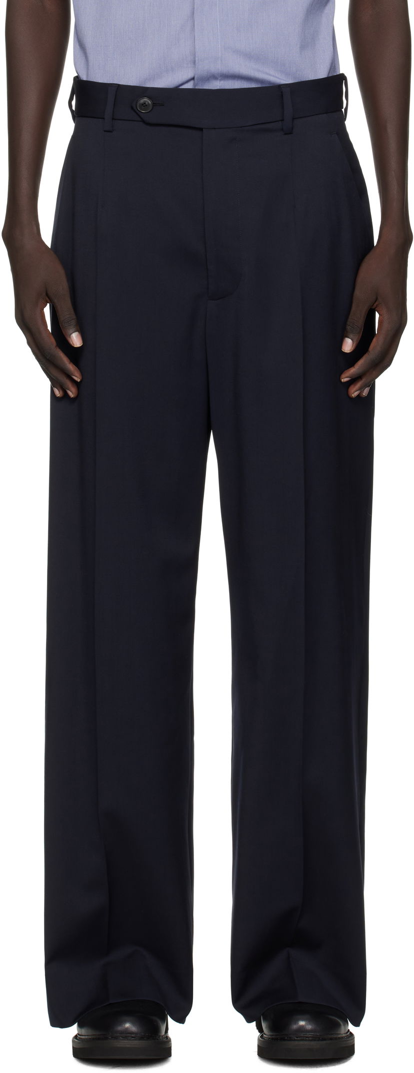 Hlače Vivienne Westwood Vivienne Westwood Humphrey Pleated Trousers Tamnoplava | 2F01001Q-W018V-