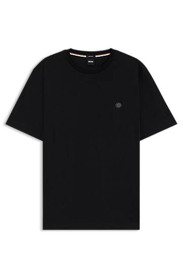 Majica kratkih rukava BOSS Regular Fit Cotton T-Shirt with Double B Monogram Crna | 50520298