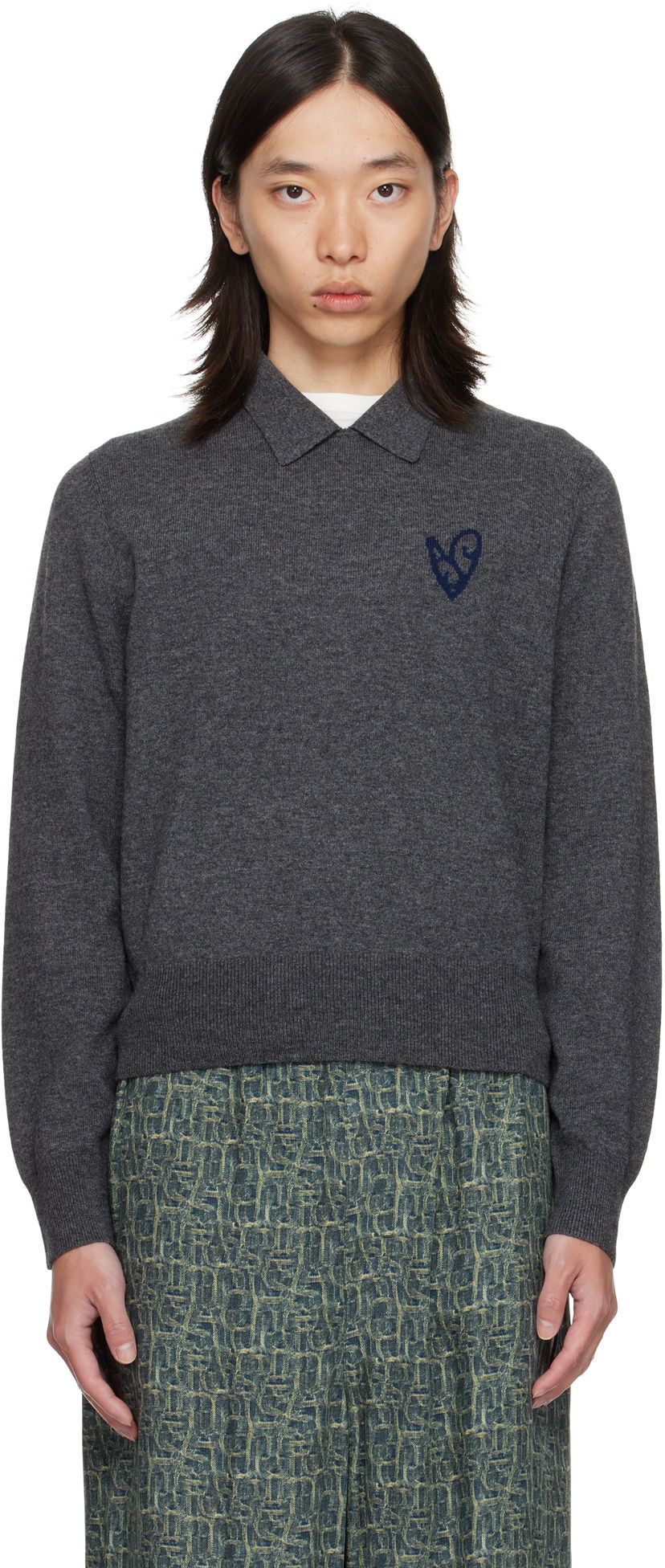Džemper Acne Studios Acne Studios Yak Wool Polo Sweater Siva | B60380-