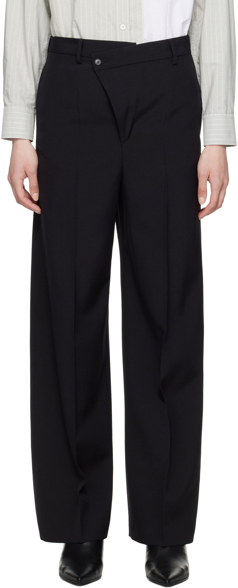 Hlače Maison Margiela MM6 Maison Margiela Light Wool Blend Wide Leg Trousers Crna | S62KB0222 M35436