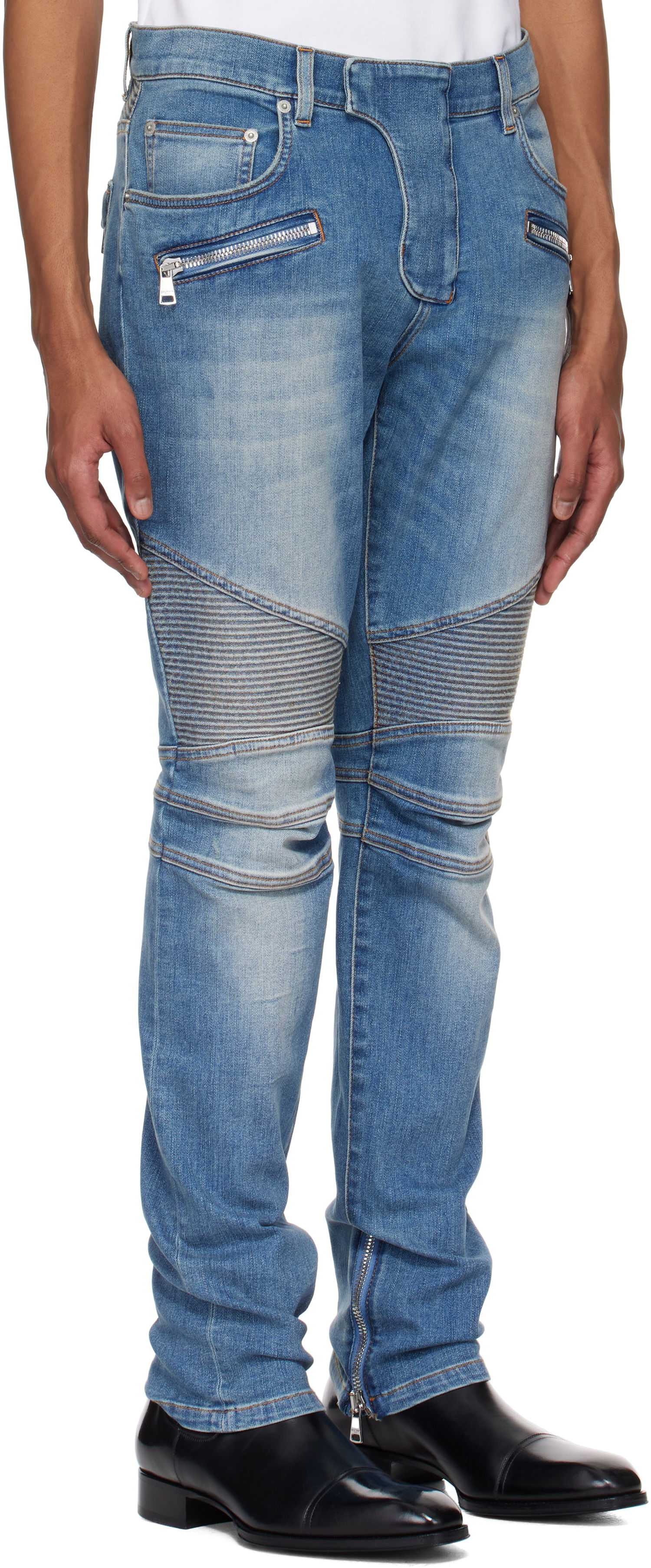 Jeans Balmain Balmain Slim-Fit Biker Jeans Plava | EH1MG115DF44, 1