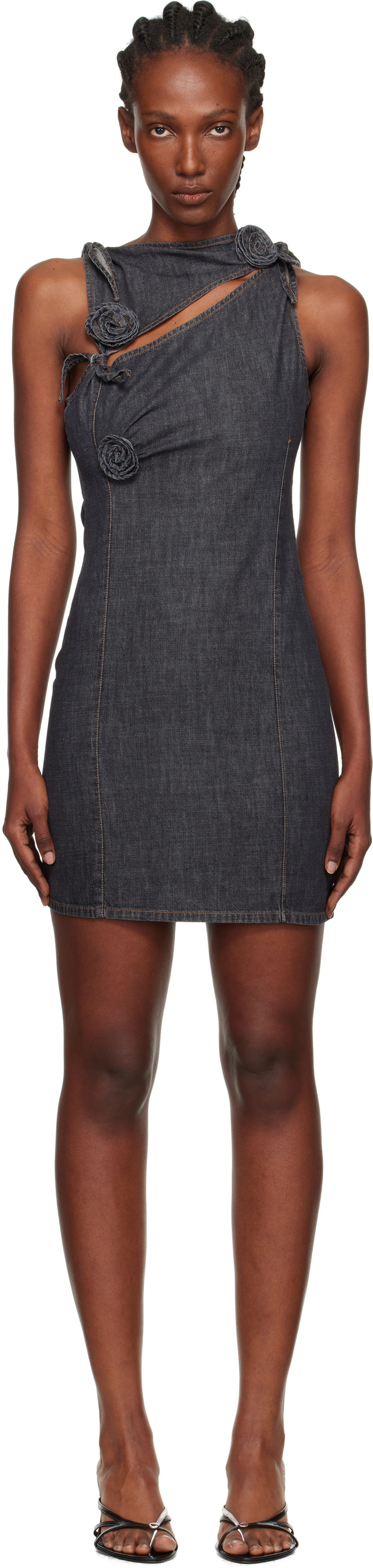 Haljina Coperni Flower Denim Minidress Siva | COPR158F2046