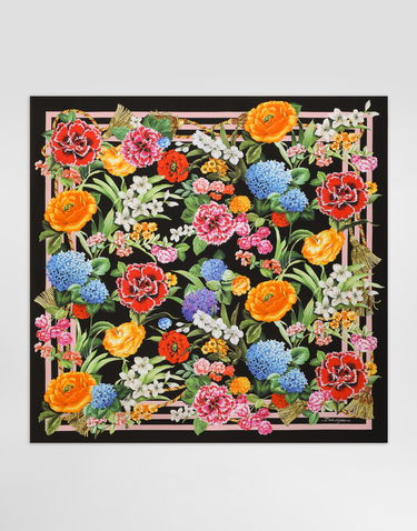 Šal Dolce & Gabbana Dolce & Gabbana Floral Print Silk Twill Square Scarf Crna | FN090RGDCV9H45KU, 2